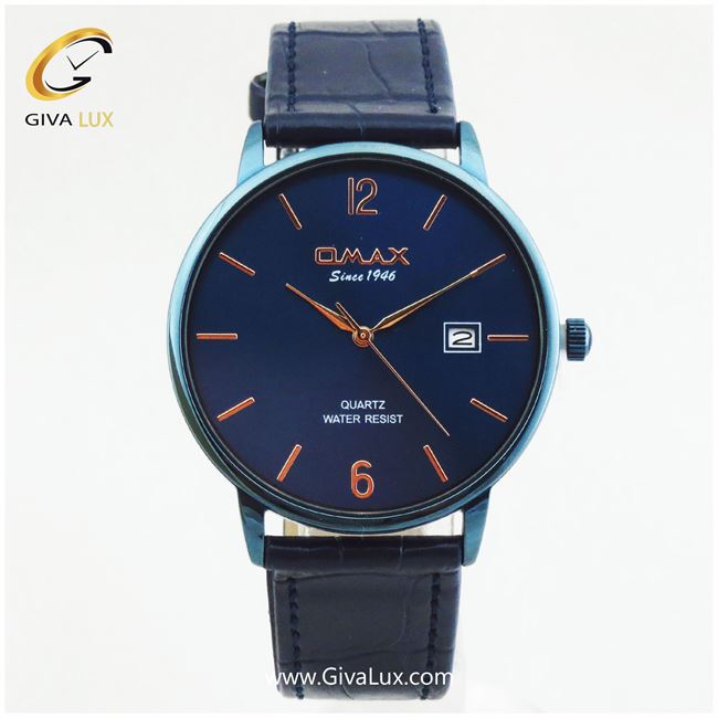 ساعت مچی مردانه بند چرمی سرمه ای OMAX