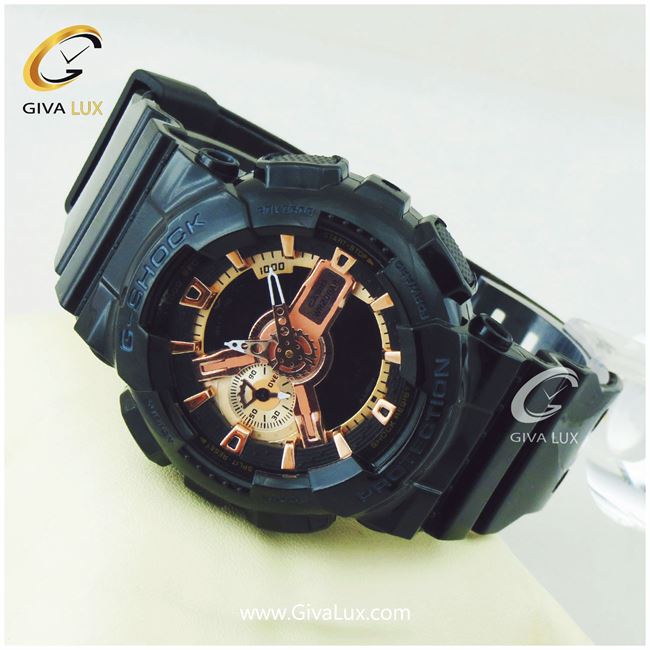 ساعت مچی اسپرت کاسیو جیشاک G-shock دوزمانه مشکی براق