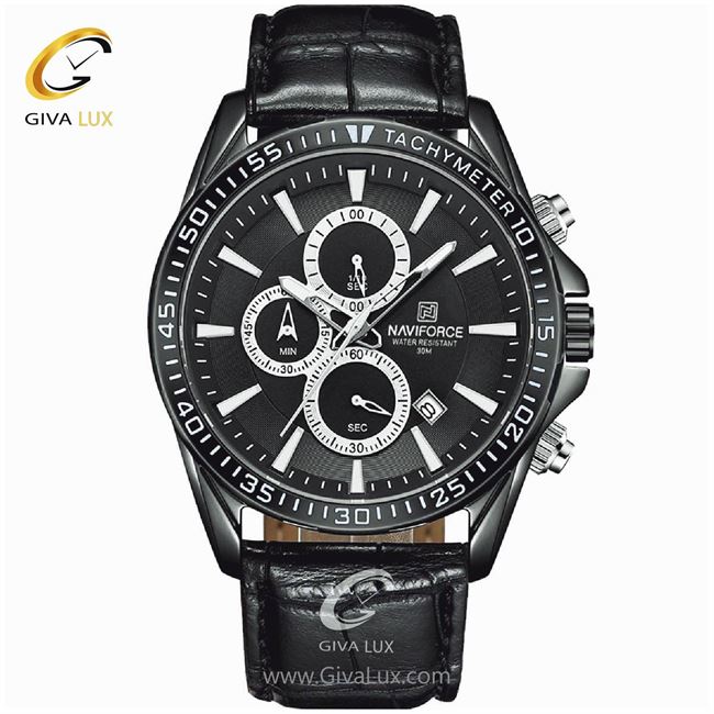 ساعت مچی مردانه بند چرم سه موتوره کرنوگراف نوی فورس NF8001