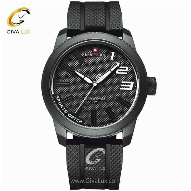 ساعت مچی مردانه بند پی یو مشکی نوی فورس NF9202