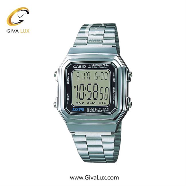 ساعت مچی اورجینال مردانه کاسیو Casio نقره ای | نقره ای| مشکی| کد رفرنس A178WA-1ADF