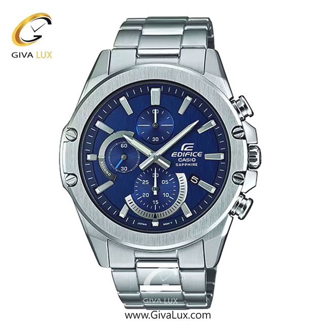 ساعت مچی اورجینال مردانه کاسیو Casio سه موتوره کرنوگراف نقره ای | نقره ای| آبی کاربنی| کد رفرنس ادیفایس Edifice EFR-S567D-2AVUDF
