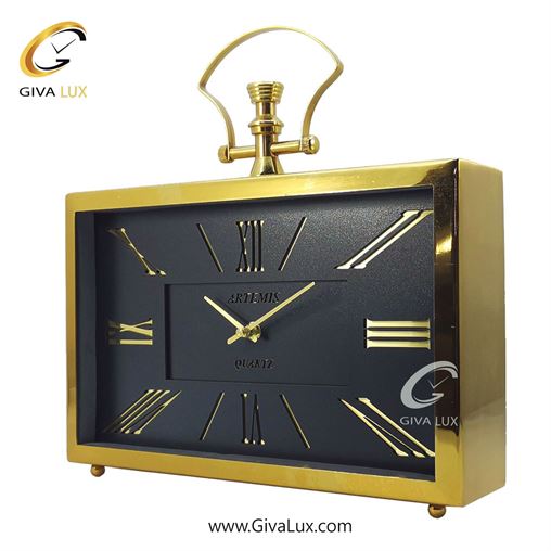 ساعت رومیزی آلیاژ فلزی| 2032-Gold-Black-2.jpg