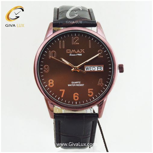ساعت مچی مردانه بند چرمی قهوه ای OMAX