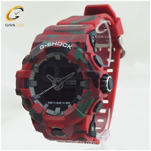 ساعت مچی اسپرت کاسیو جیشاک G-shock دو زمانه چریکی قرمز