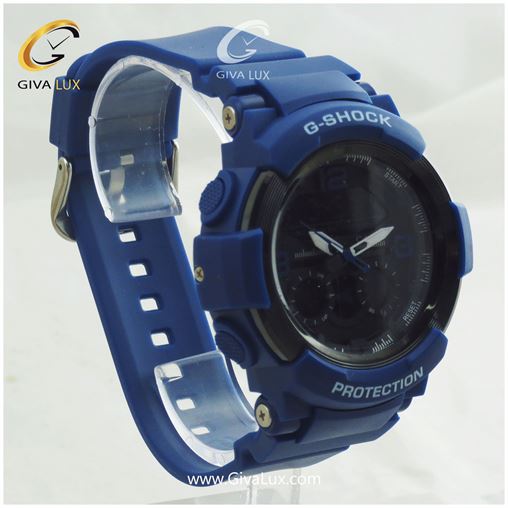 ساعت مچی اسپرت کاسیو جیشاک G-shock دو زمانه آبی کاربنی