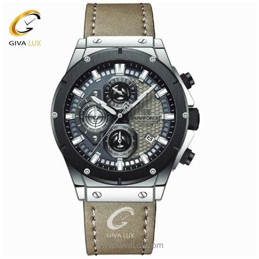 ساعت مچی مردانه بند چرم کورنوگراف نوی فورس NF8027 8027SGY.jpg