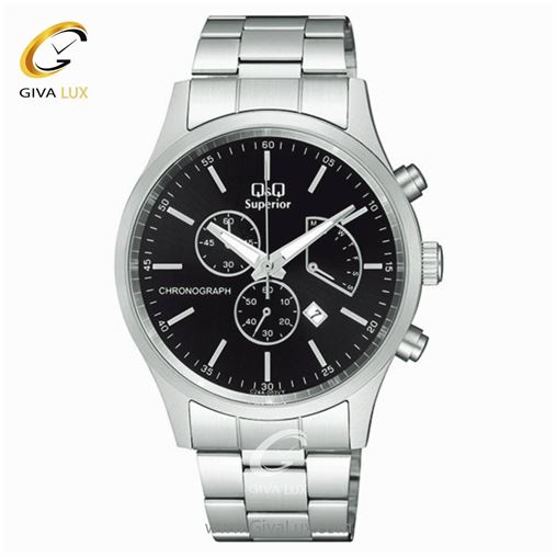 ساعت مچی مردانه بند فلزی سه موتوره کورنوگراف کیو اند کیو C24A-006VY C24A-003VY.jpg